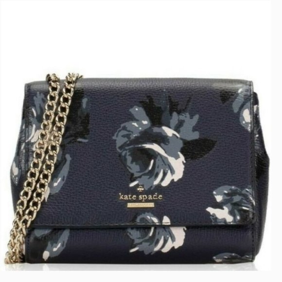 Kate Spade Briar Lane Night Rose Mini Emelyn Shoulder Leather Handbag purse nwot - Picture 2 of 7